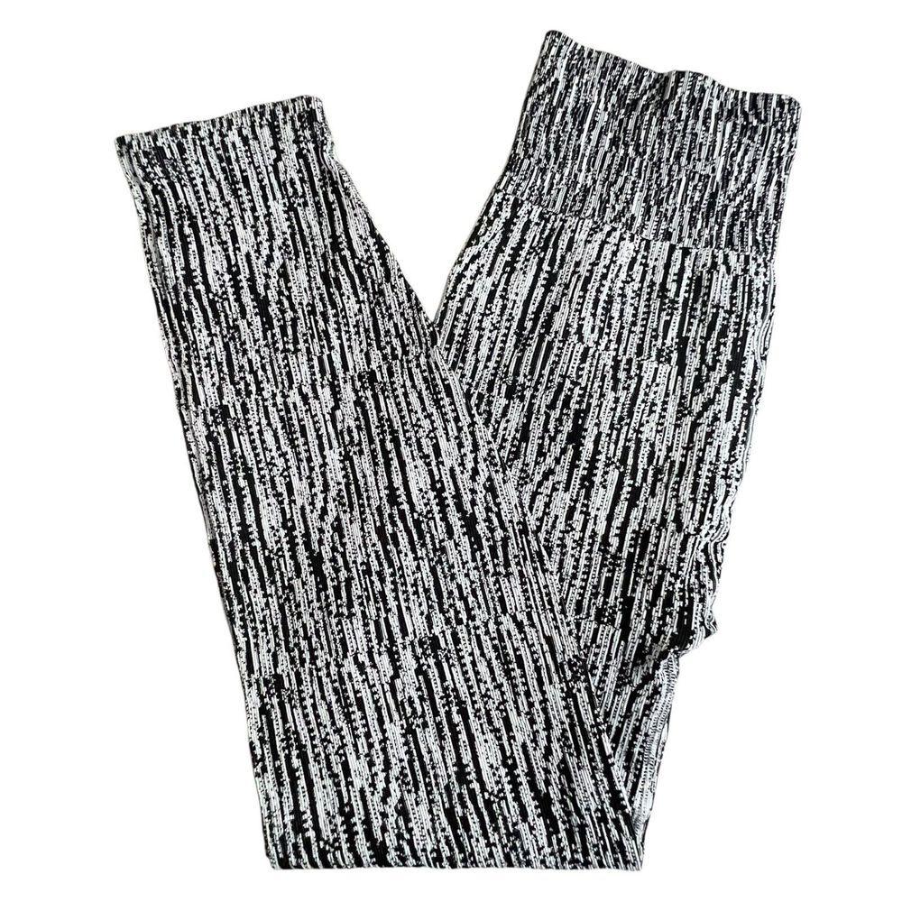 Athleta Womens Black White High Rise Flurry Elemental Tight Legging Large